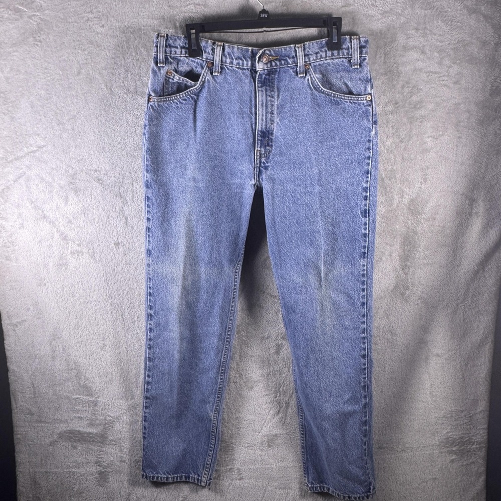 Levis 505 Jeans Mens 36x31 Regular Fit Straight Stone Wash Pants 90's Orange tab